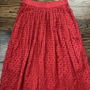 NWOT J. Crew Textured Red Gathered Skirt. Size 4